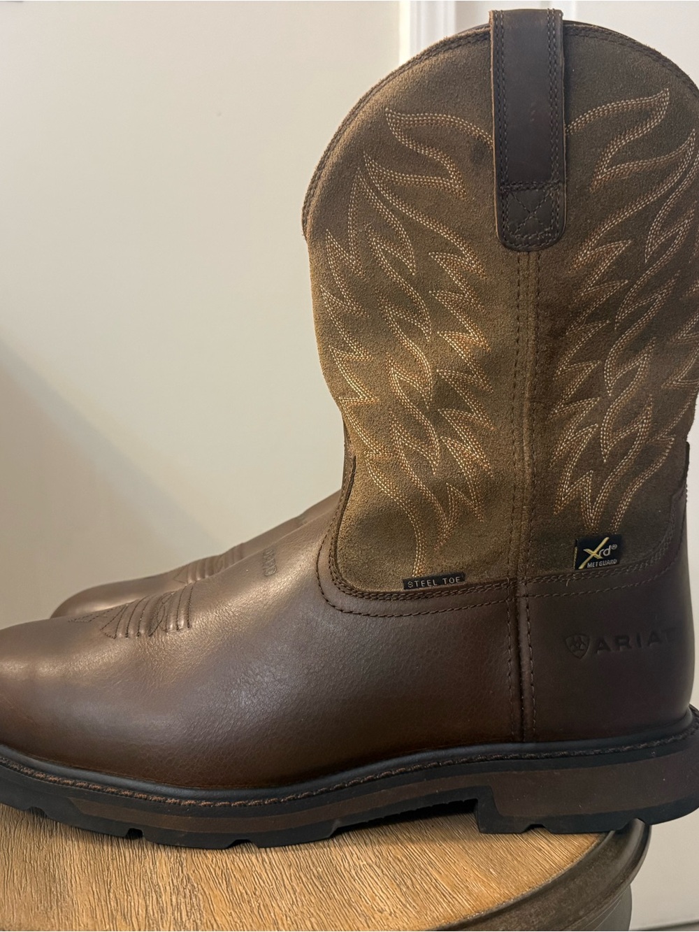 Ariat Brown Steel Toe Western Work Boots - Picture 4 of 9
